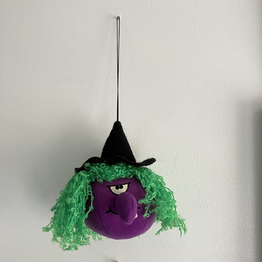 Vintage 1980s Russ Bouncing Boo Buddies Halloween Plush Purple Witch‎ Hanging